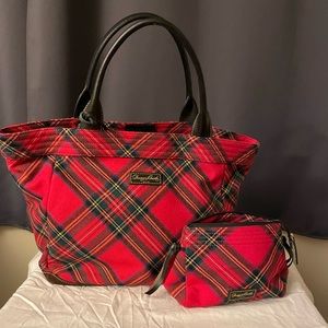 Dooney & Bourke plaid tote with small matching pouch.